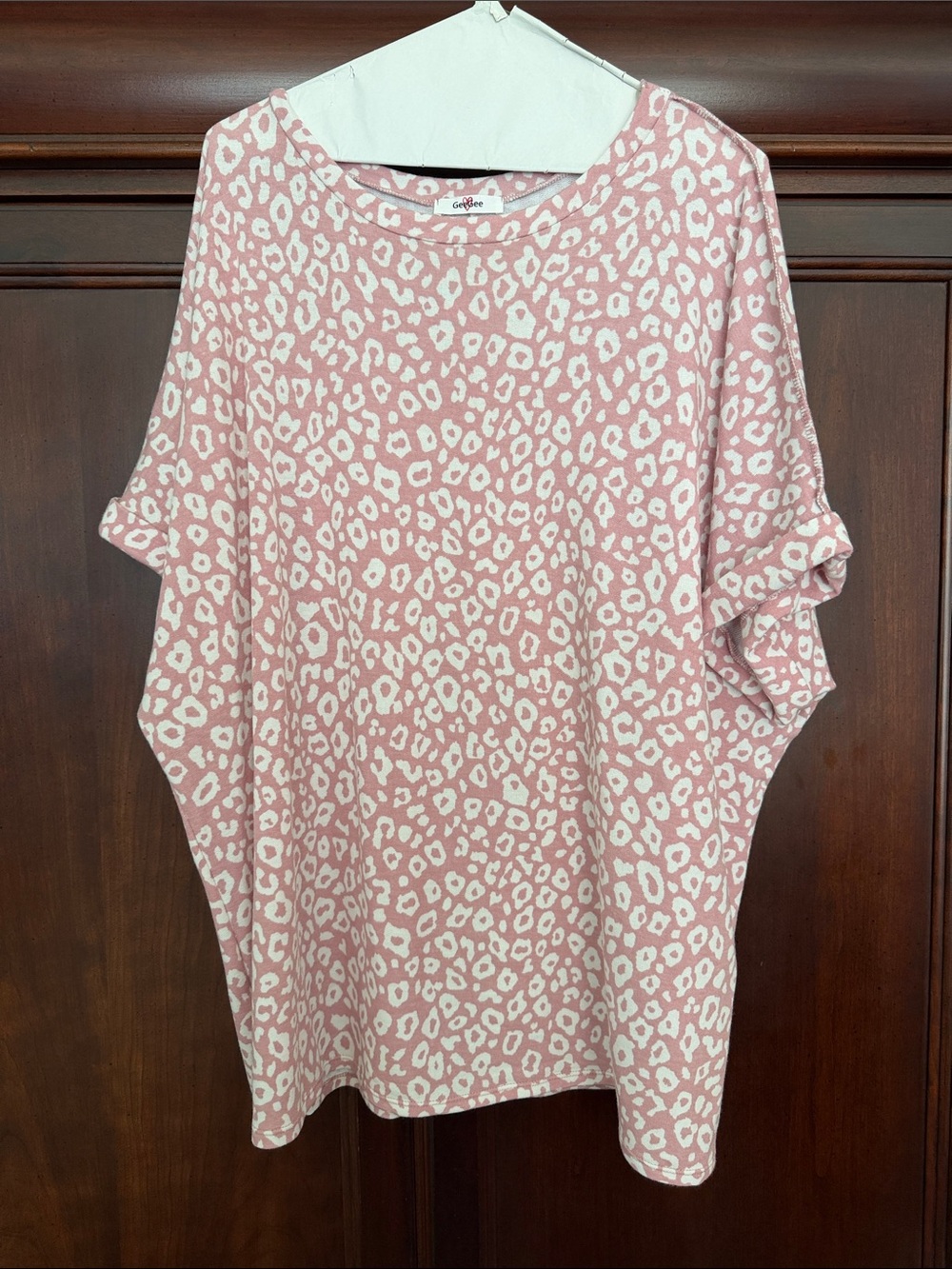 CeCe Pink and White Animal Print Tunic Top